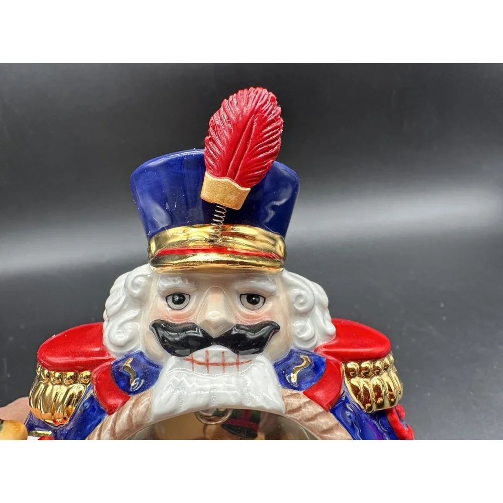2001 CHRISTOPHER RADKO ROLY POLY NUTCRACKER & TEDDYBEAR SNOWGLOBE 01-6119-1 4.5